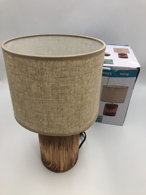 Fischer & Honsel Tischleuchte Malik, Betonlampe in Holzoptik