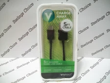 Vivitar Charge Away 5ft Braided Black  Micro USB Cable