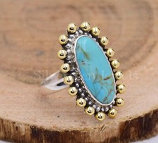 Natural Blue Turquoise Ring, 925 Sterling Silver Ring Gift for her