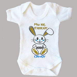 Name 1st Easter Bunny Embroidered Baby Vest Gift Personalised First Rabbit