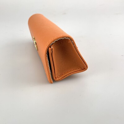 Tory Burch Eyeglasses Case Only Faux Leather Textured Orange  display picture 2