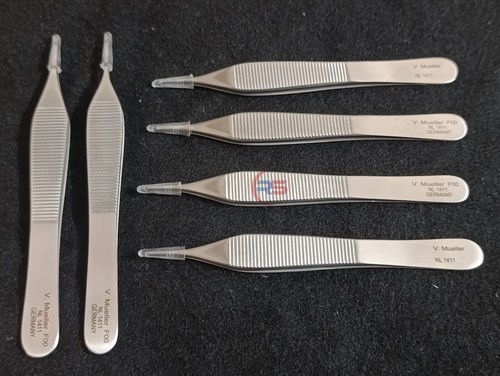 LOT OF 6 V. Mueller NL1411 Adson Micro Tissue Forceps, 1 x 2 Teeth, 4.75 - Picture 3 of 4