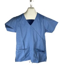 New Unbranded Scrub Top Solid Blue Size XS Free US Shipping