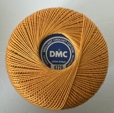 DMC Brilliant Crochet Cotton Yarn #8726 Orange New One Ball