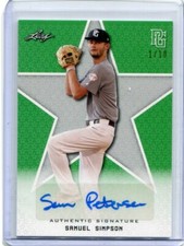 2020 Leaf Perfect Game Autographs Green Samuel Simpson Auto 1/10