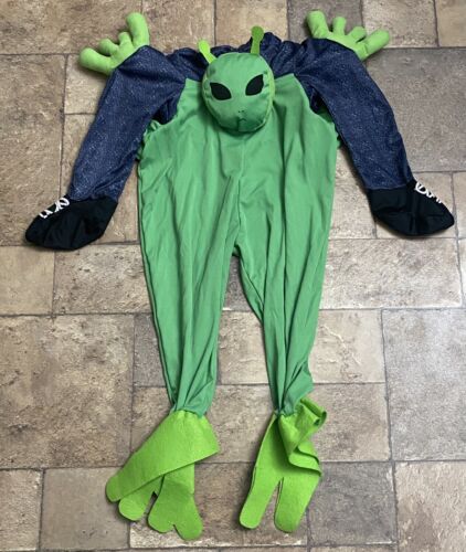 KIDS RIDING ON A GREEN ALIEN’S BACK MORPH COSTUME ONE SIZE - Picture 1 of 5