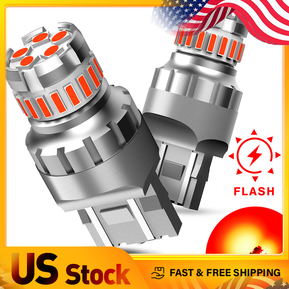 2x 7443 LED 7440 RED Flash Blinking Brake Strobe Stop light Bulbs For Honda