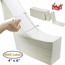 8000 Labels 4x6 Fanfold Direct Thermal Mailing Label Barcode Zebra Printer 2844