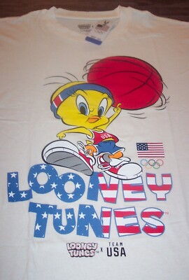 WB Looney Tunes TWEETY BIRD Basketball TEAM USA OLYMPICS T-Shirt SMALL NEW