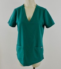 FIGS CASMA THREE-POCKET Womens Sz XS Green Short Sleeve V-Neck Medical Top EXC