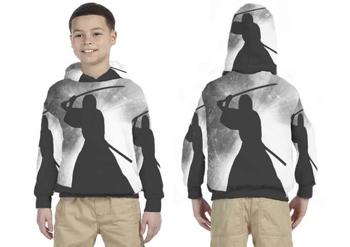 Kids Hoodie Samurai Design 7434105019088 Hoodie Unisex For Children - Picture 3 of 4
