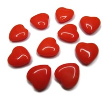 Czech Heart Glass Beads Dark Orange 14 mm Vertical Hole 10 Pieces 