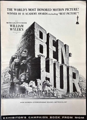 Ben Hur ORIGINAL US Campaign Book Charlton Heston William Wyler 1969RR