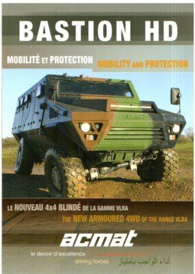 ACMAT VLRA Bastion HD Armoured 4WD 2011 Foldout Brochure In French & English