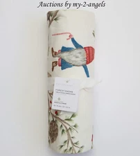 NEW Pottery Barn FOREST GNOME Embroidered Cotton Linen Table Throw CHRISTMAS 