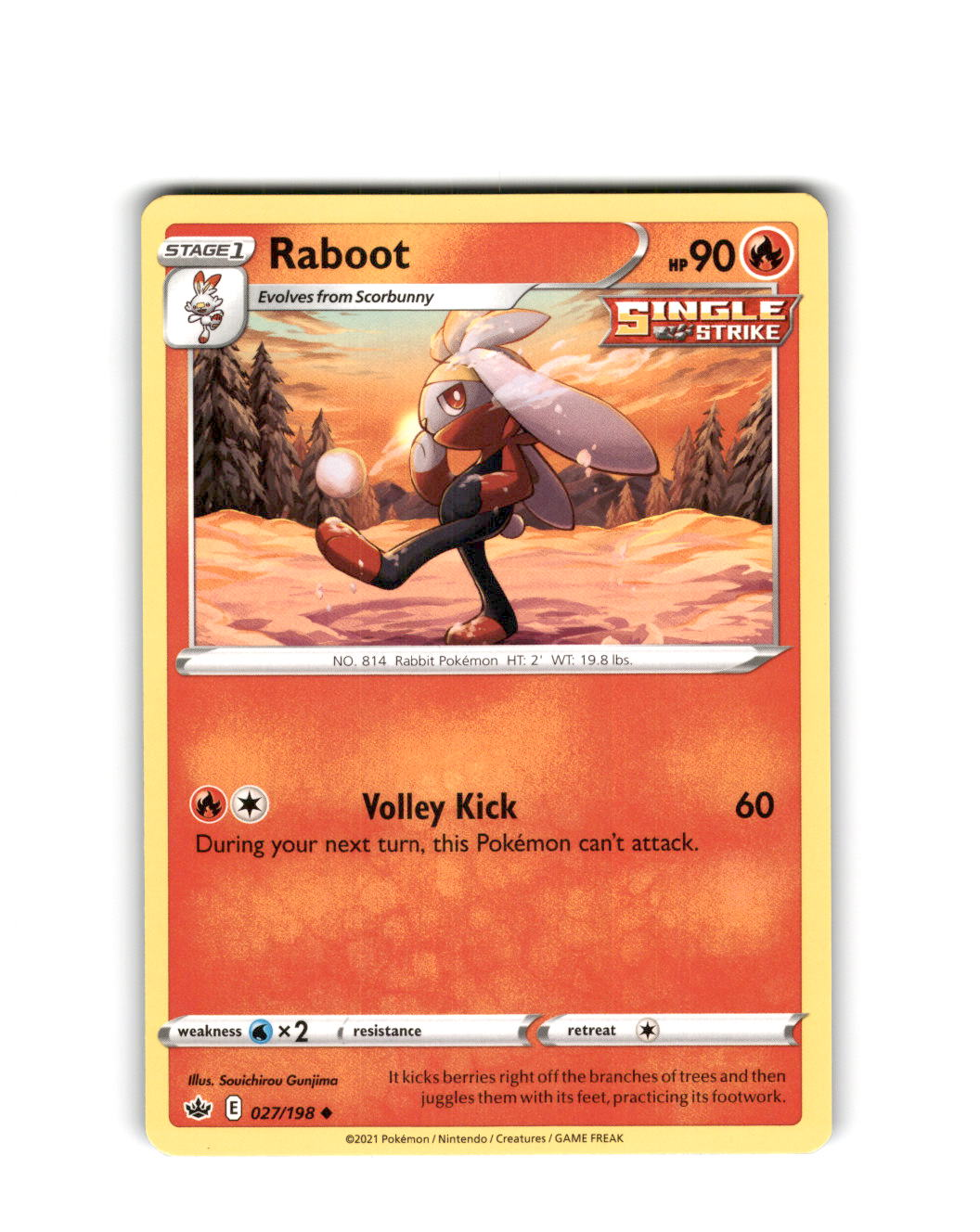Raboot Pokémon Card Chilling Reign Sword & Shield Pokemon TCG 027/198  NM-MT+ | eBay