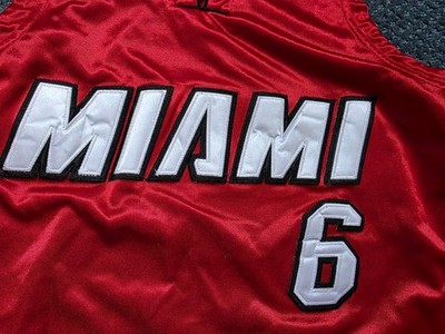 Adidas Miami Heat Authentic Lebron James Sewn Jersey Size 48 Red