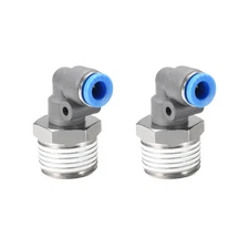 2 x Elbow Push to Connect Air Fittings 6mm Tube OD  X 1/2PT Male Thread Grey
