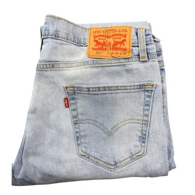 Levis 511 Slim Fit Light Wash Denim Jeans Mens W33 L34 Blue 04511-1432