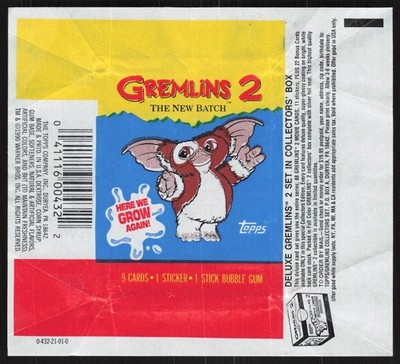 1990 Topps Gremlins II 2 Opened Wax Pack Wrapper DD106