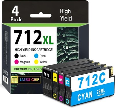 712XL Ink Cartridge 4 Pack for HP DesignJet T210 T230 T250 T650