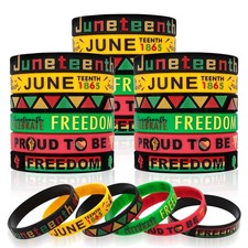 Juneteenth Bracelets Bulk 30PCS Freedom Day One Size, Red, Black, Green