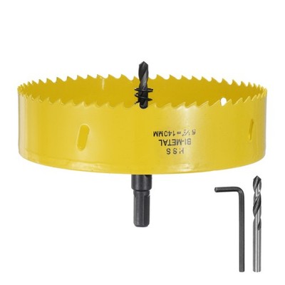 Bi-Metal Hole Saw Kit 140mm / 5-1/2'' Hole Saw Bit for Wood with 3/8'' Hex Arbor