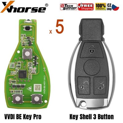 5x Xhorse VVDI BE Key Pro for Benz 315/433mhz With Smart Key Shell 3 Buttons
