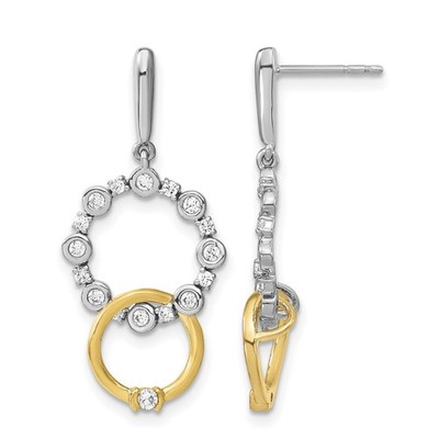 14k bicolor Gold 3/8 Kt runder im Labor gezüchteter Diamant Kreis Ohrhänger Ohrhänger