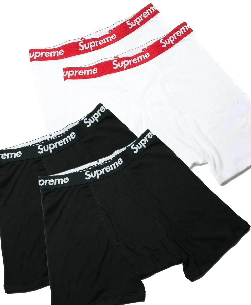 Supreme / Hanes Boxer Briefs Underwear BLACK + WHITE (4 Pack