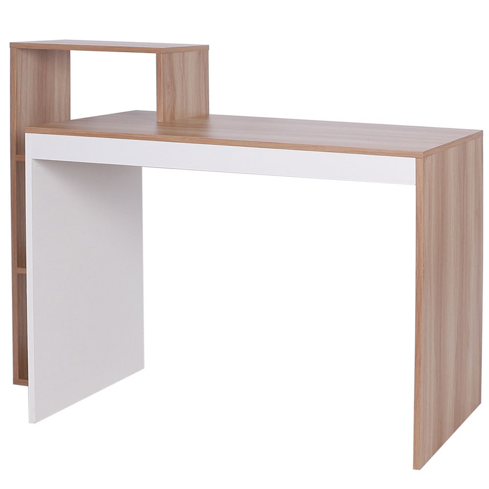 Scrivania Libreria 4 Ripiani Tavolo Porta Pc Computer Legno Casa Ufficio Noce foto 2