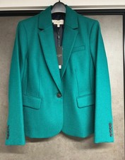 Hobbs Blake jacket, smart pure wool blazer in turquoise green size 10, lined