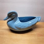 Vintage Frankoma Pottery Mid Century Blue Duck Planter 9.5”L x 5”h x 5”d
