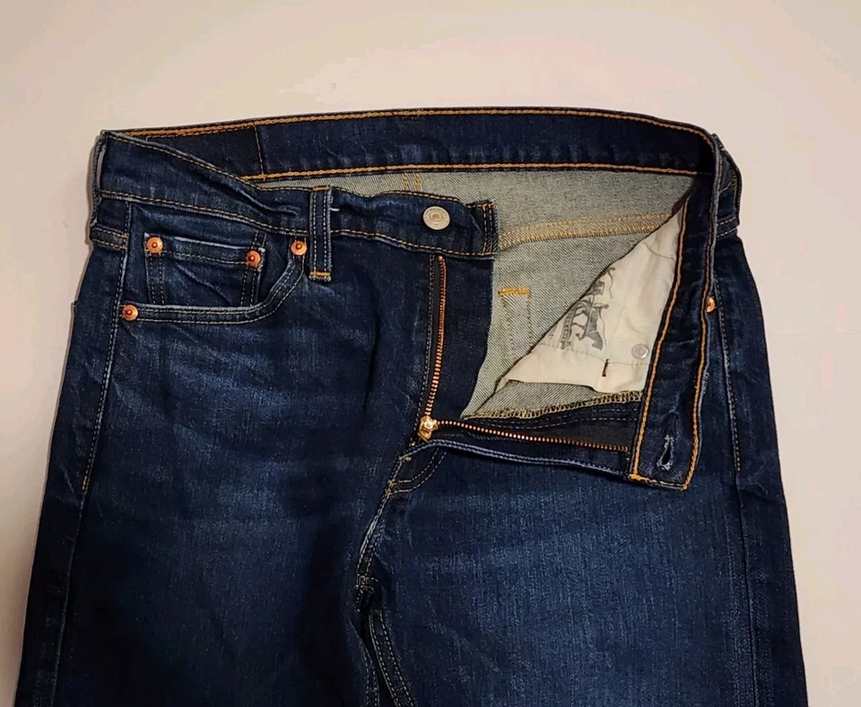 Pantalones de mezclilla Levi's 513 para hombre 30x28,5 azul algodón elástico calce ajustado pierna recta Foto 2 de 4