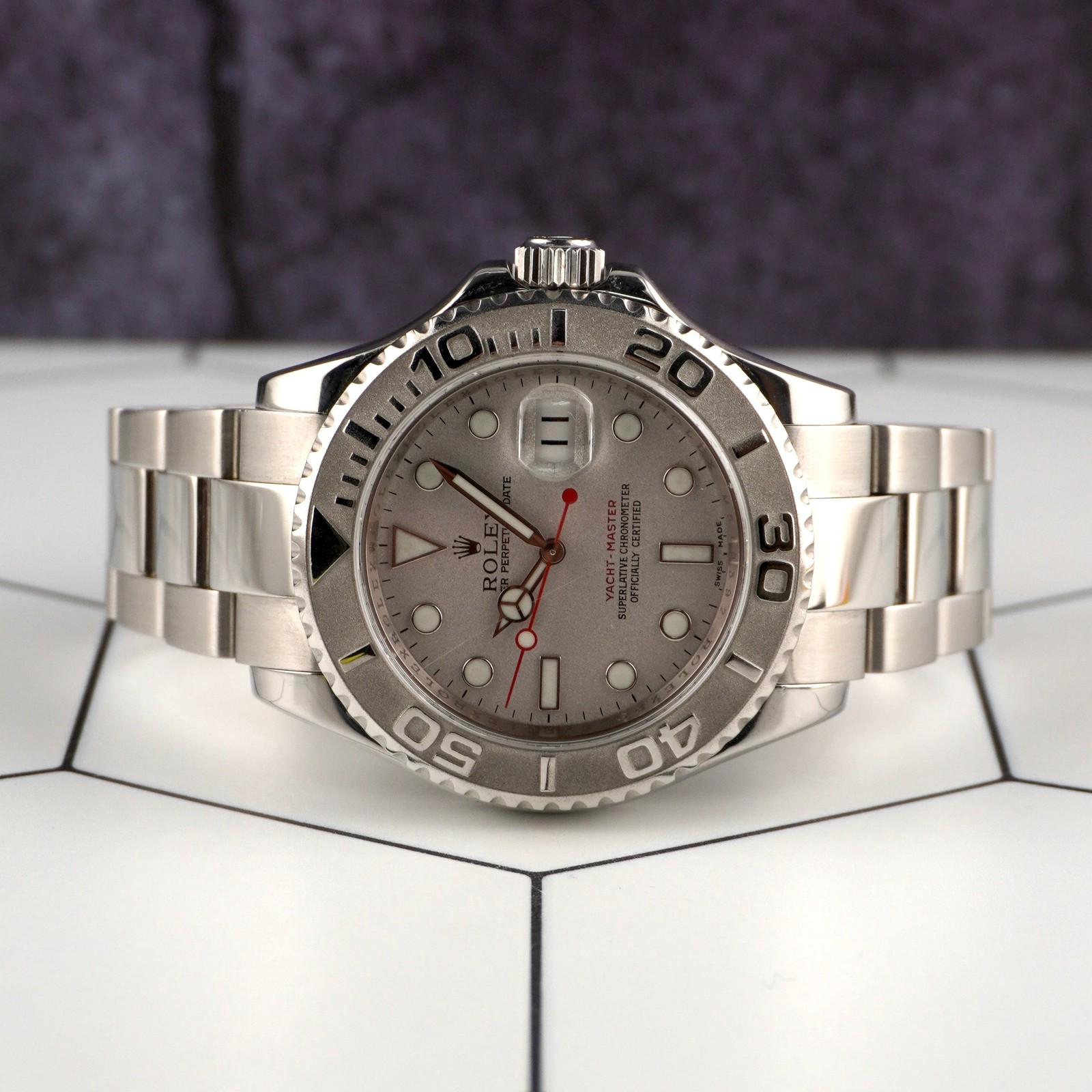 Rolex Yacht-Master 16622 Orologio Uomo 40mm Acciaio Oro Platino Grigio foto 2