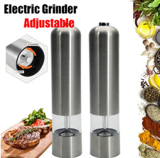 1-5pack Battery Electric Salt and Pepper Mill Grinder Stainless Steel Silver UK