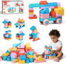 45pcs Soft Building Blocks for Toddlers, BPA-Free Mega Blocks STEM Educational