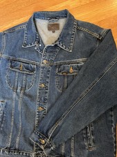 Vintage Lee Denim Jacket XL 70s 80s USA Made Jean Trucker Leather Patch