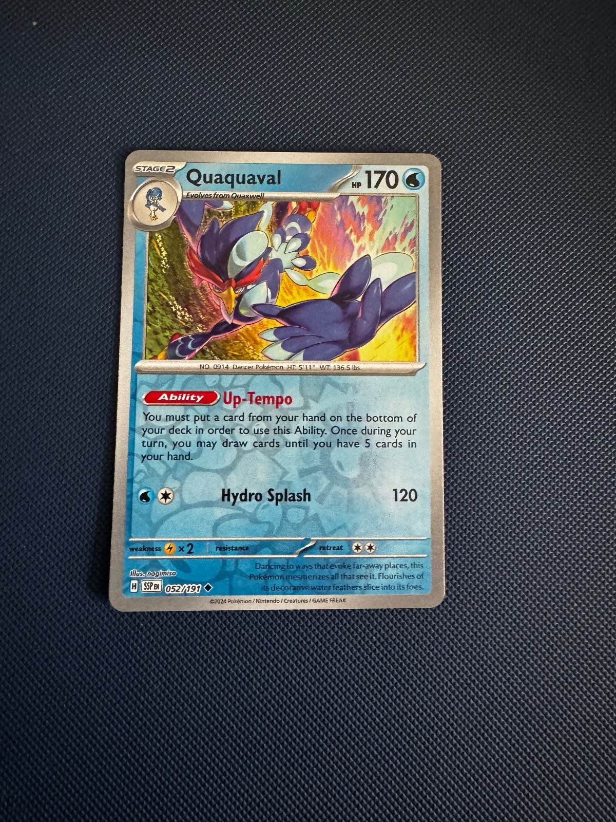 Quaquaval 052/191 Uncommon Surging Sparks Pokemon Reverse Holo Near Mint