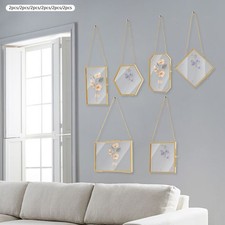 12PCS Brass Glass Frames, Wall Hanging Glass Frames for Pressed Flowers