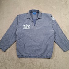 Umbro Drill Top Mens Medium Grey Vintage Football Maine Road Pro Training Boxy