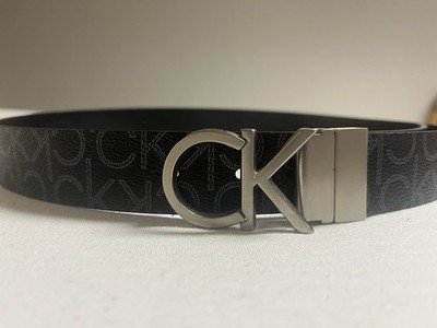 Calvin Klein Damen Gürtel CK Logo, Ledergürtel, Schwarz, Größe 85 Cm