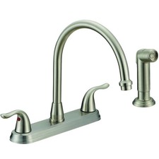 EZ-FLO Two-Handle High-Rise Kitchen Faucet with Side Sprayer, Polished Chrome...