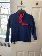 Boys Old Navy Pullover Fleece, 1/4 Snap, Chest Pocket, Blue With Red, Size S6/7