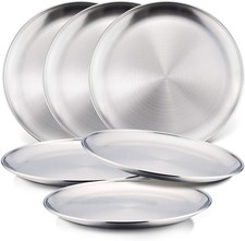 6-Piece 18/8 Stainless Steel Plates Metal 304 Dinner Dishes Kids Toddlers US