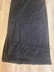 Vtg Vanity Fair Slip 34 Black Lace Sheer Retro Pinup Coquette Dress Lingerie