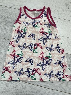 Mädchen Kleid von Name It - Größe 74 - Creme mit Bunten Schmetterlingen
