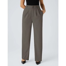 Halara Flex High Waisted Zipper Pocket Shirred Straight Leg Work Pants, Gray, LP