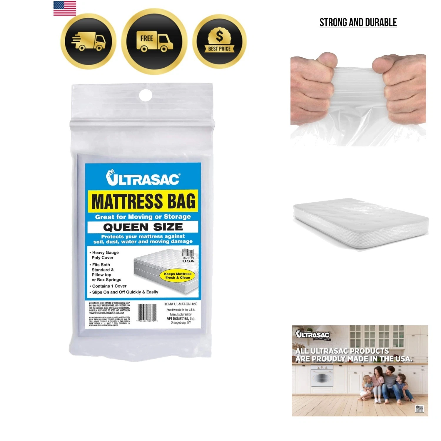 High Performance Queen Size Mattress 2.0 MIL eq Clear Cover Waterproof Bags -...