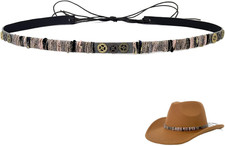Cowboy Hat Bands for Men Women, Leather Hatbands Belt for Style C
